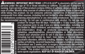 Straight from the Lipo-6 label, a big warning.