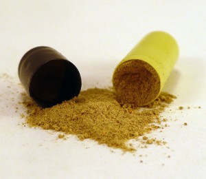Despite the slick & extreme exterior, opening the caps reveals an unmistakably botanical-looking herbal powder.