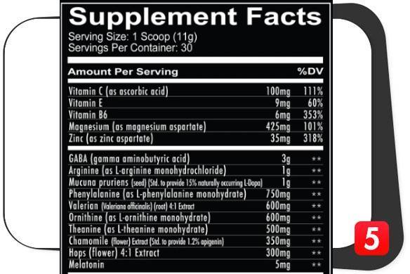 The supplement facts label for RedCon1 Fade Out in this review