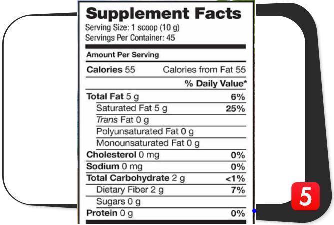 The supplement facts label for Feel Good USDA Organic MCT Oil Powder 